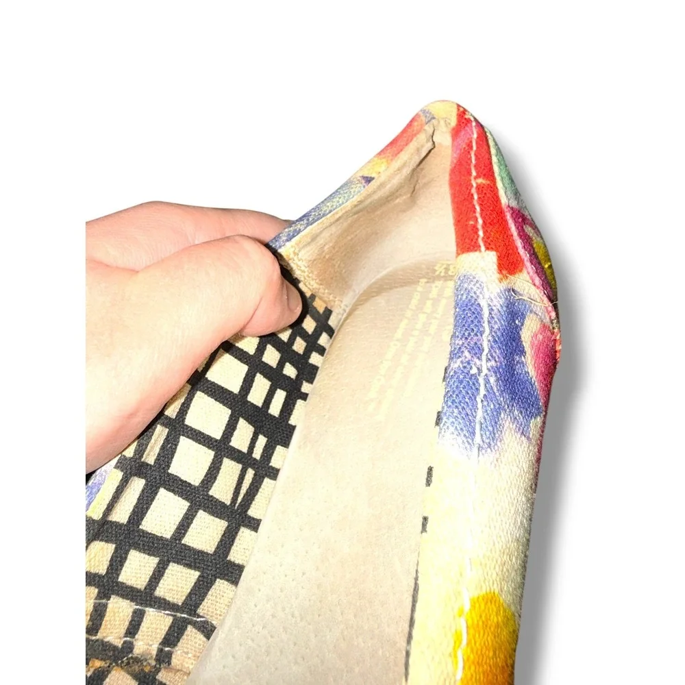 TOMS Floral Espadrille Wedge Sandals Womens‎ 8.5 Multicolor Peep Toe Canvas